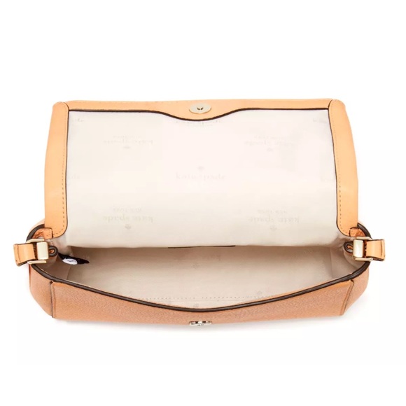 New Kate Spade Leila Mini Zip Crossbody Pebble Leather Orange Cream - Picture 4 of 6